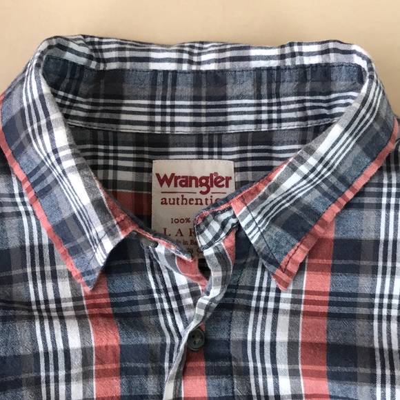 Wrangler Authentics 100% Cotton Long Sleeve Button Up Shirt Mens L - Picture 6 of 9